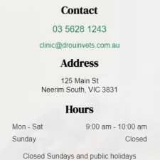 Drouin Vet Clinic (Neerim South) | 125 Main Road, Neerim South VIC 3831, Australia