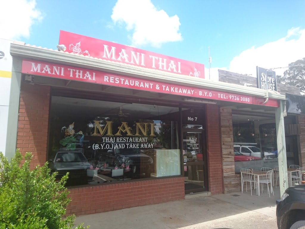 Mani Thai Restaurant | restaurant | 7 York Rd, Mount Evelyn VIC 3796, Australia | 0397363080 OR +61 3 9736 3080