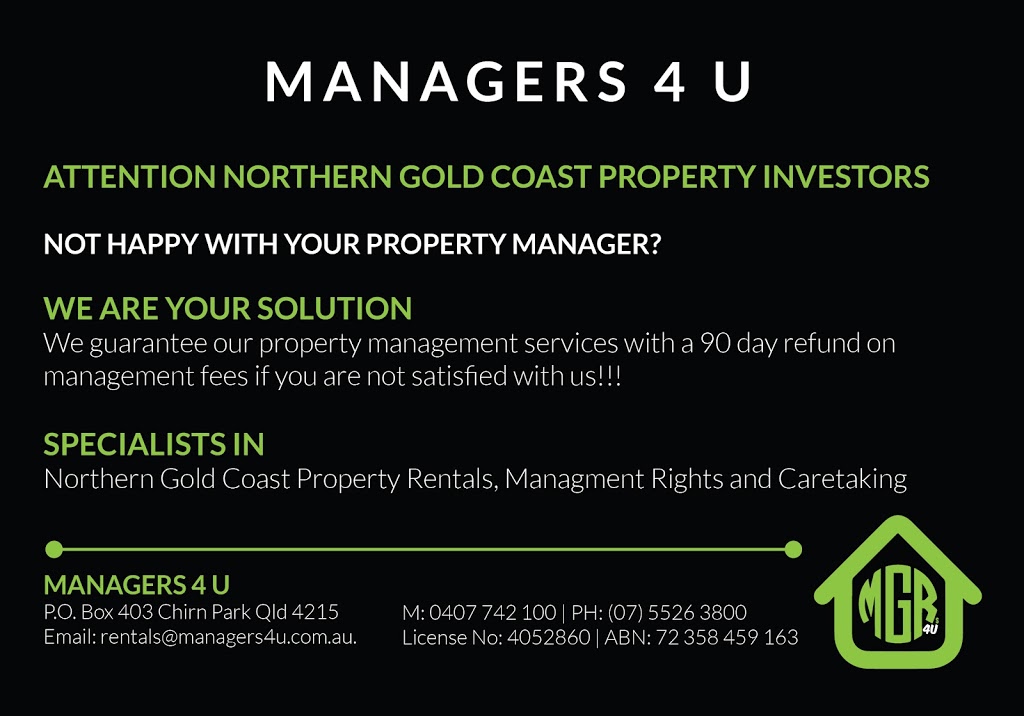 Managers 4U Realty | real estate agency | 2 Broad St, Labrador QLD 4215, Australia | 0407742100 OR +61 407 742 100
