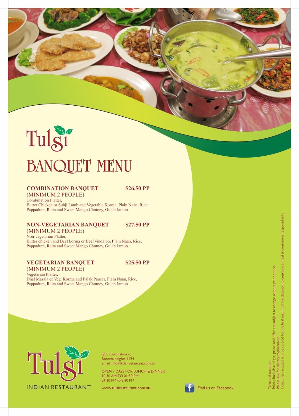 Tulsi Indian Restaurant | Shop/8 Coronation Rd, Boronia Heights QLD 4124, Australia | Phone: (07) 3800 3377