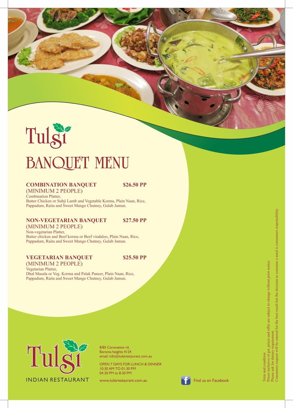 Tulsi Indian Restaurant | restaurant | Shop/8 Coronation Rd, Boronia Heights QLD 4124, Australia | 0738003377 OR +61 7 3800 3377