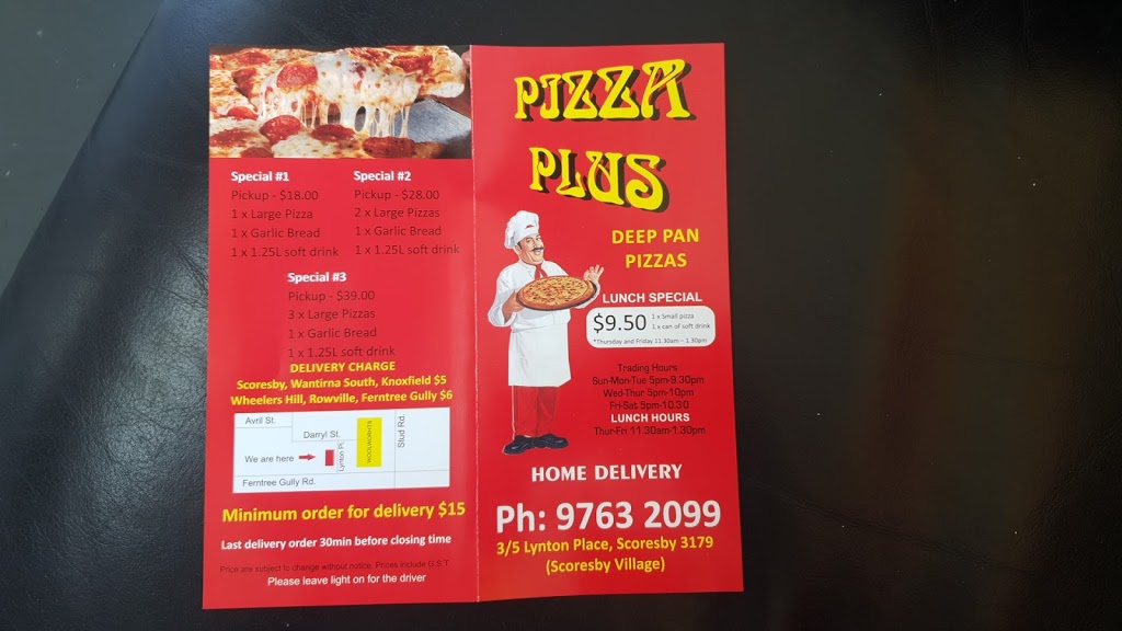 Pizza Plus (Delivery & Takeaway) | 3/5 Lynton Pl, Scoresby VIC 3179, Australia | Phone: (03) 9763 2099