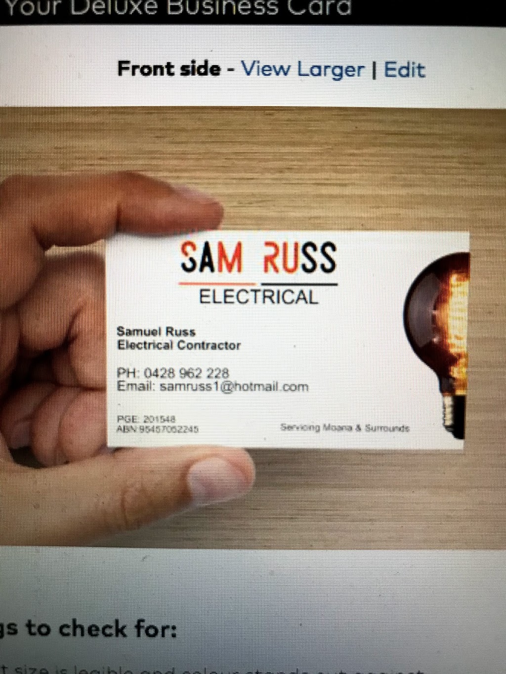 Sam Russ Electrical | electrician | 14 Bounty St, Moana SA 5169, Australia | 0428962228 OR +61 428 962 228