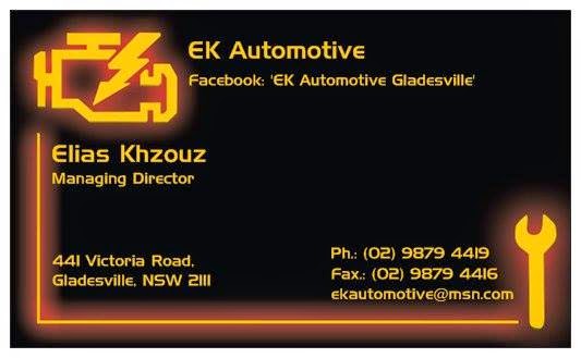 E K Automotive | 25 Higginbotham Rd, Gladesville NSW 2111, Australia | Phone: (02) 9809 3013