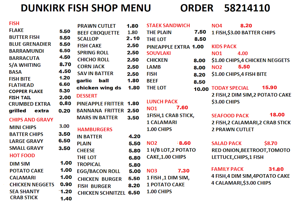 Dunkirk Ave Fish & Chips | meal takeaway | 32 Dunkirk Ave, Shepparton VIC 3630, Australia | 0358214110 OR +61 3 5821 4110