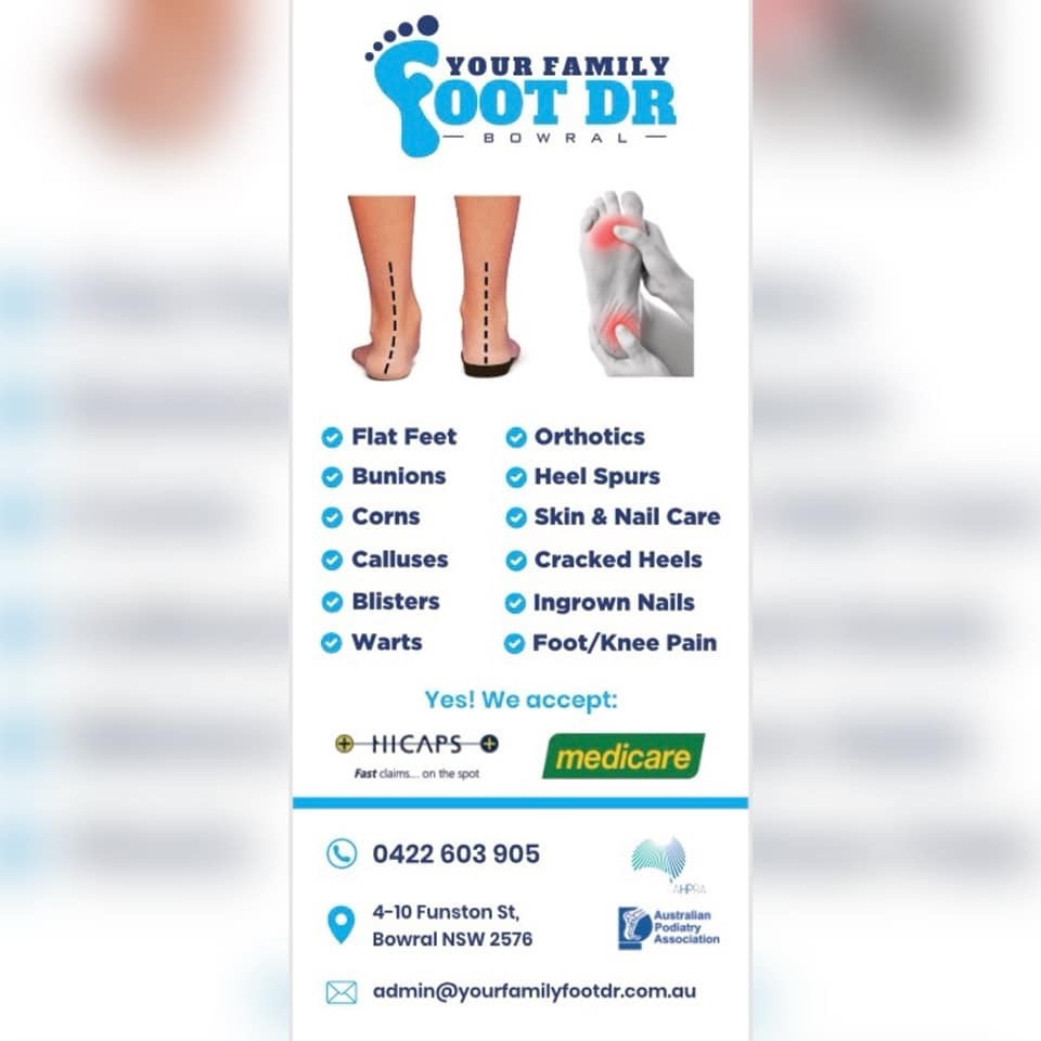 Your Family Foot Dr - Bowral | doctor | 4-10 Funston St, Bowral NSW 2576, Australia | 0422603905 OR +61 422 603 905