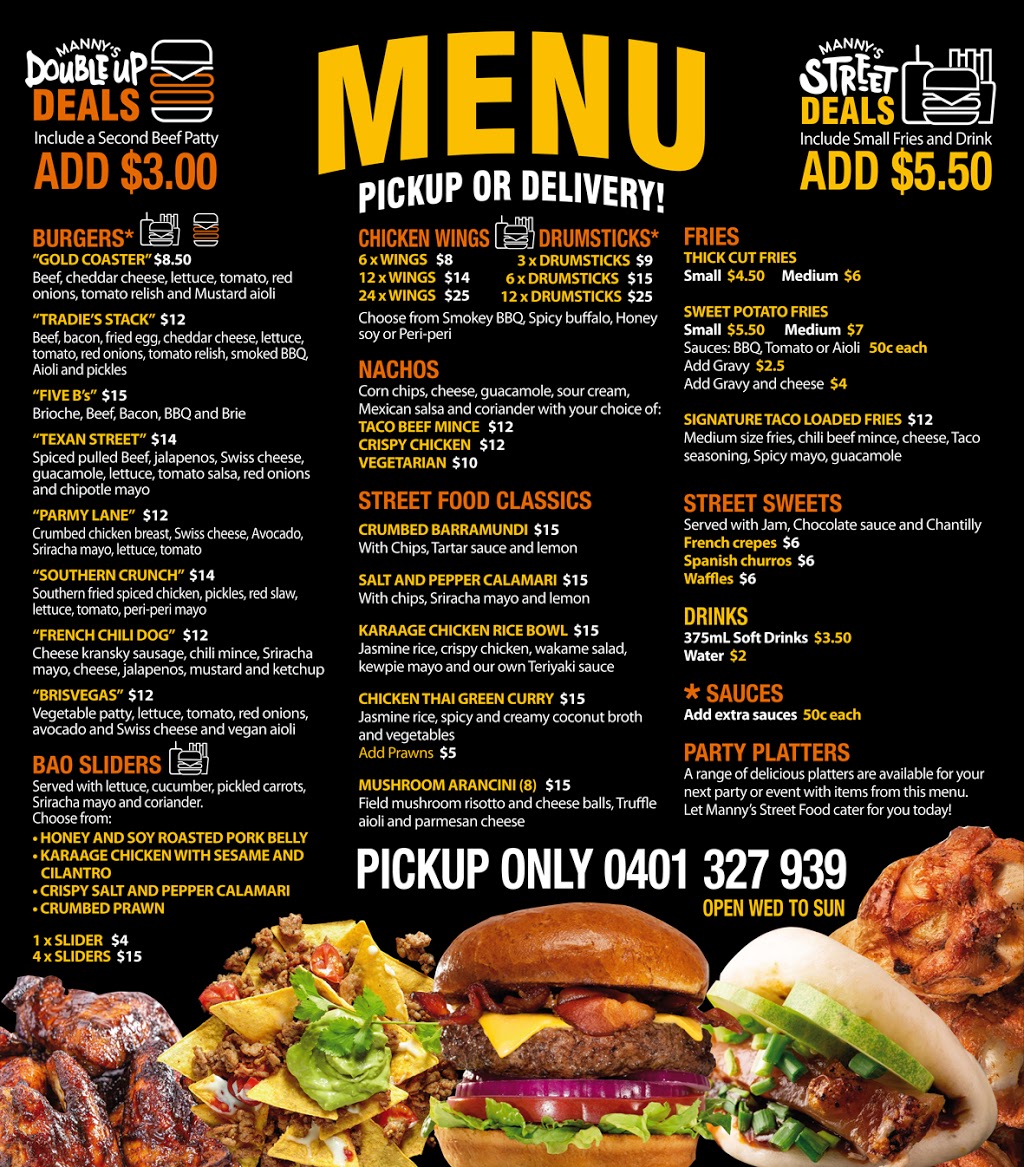 Mannys Street Food | meal takeaway | 3/117A Arundel Dr, Arundel QLD 4214, Australia | 0401327939 OR +61 401 327 939