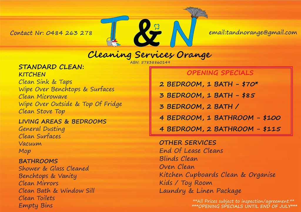 T & N Cleaning Services Orange | 16 Wentworth Ln, Orange NSW 2800, Australia | Phone: 0484 263 278