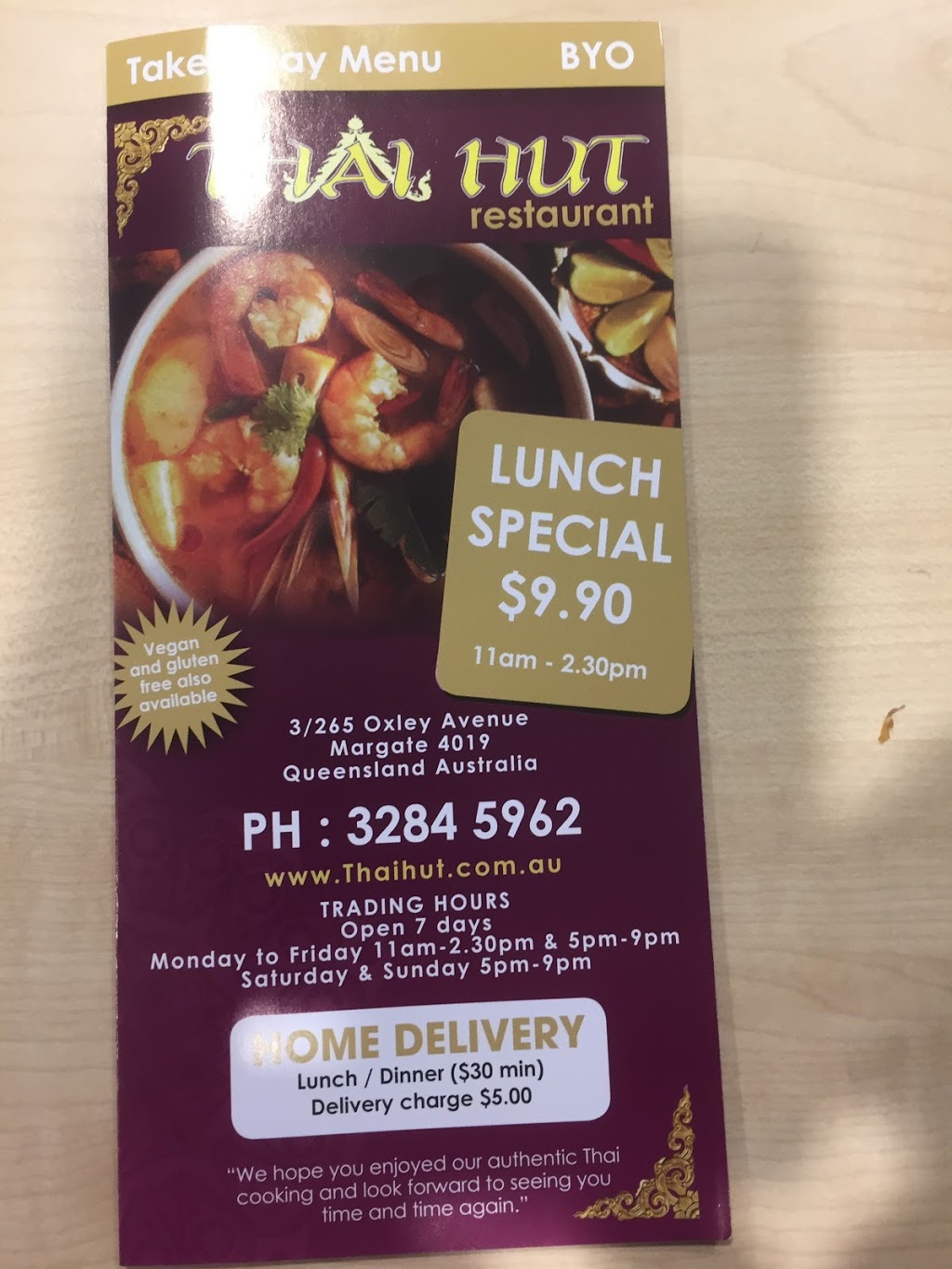 Thai Hut | restaurant | 265 Oxley Ave, Margate QLD 4019, Australia | 0732845962 OR +61 7 3284 5962