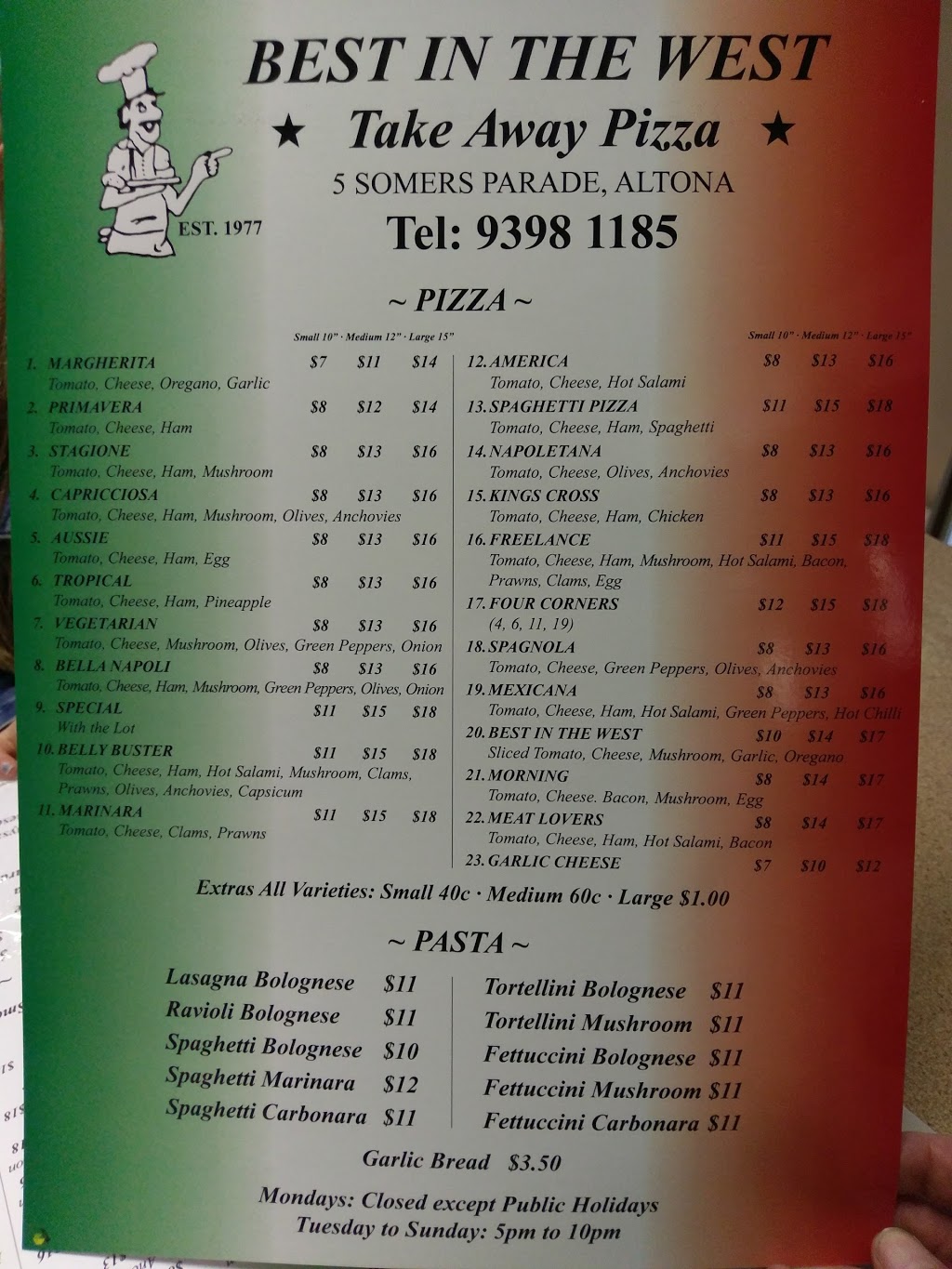 Best in The West Pizza | restaurant | 5 Somers Parade, Altona VIC 3018, Australia | 0393981185 OR +61 3 9398 1185