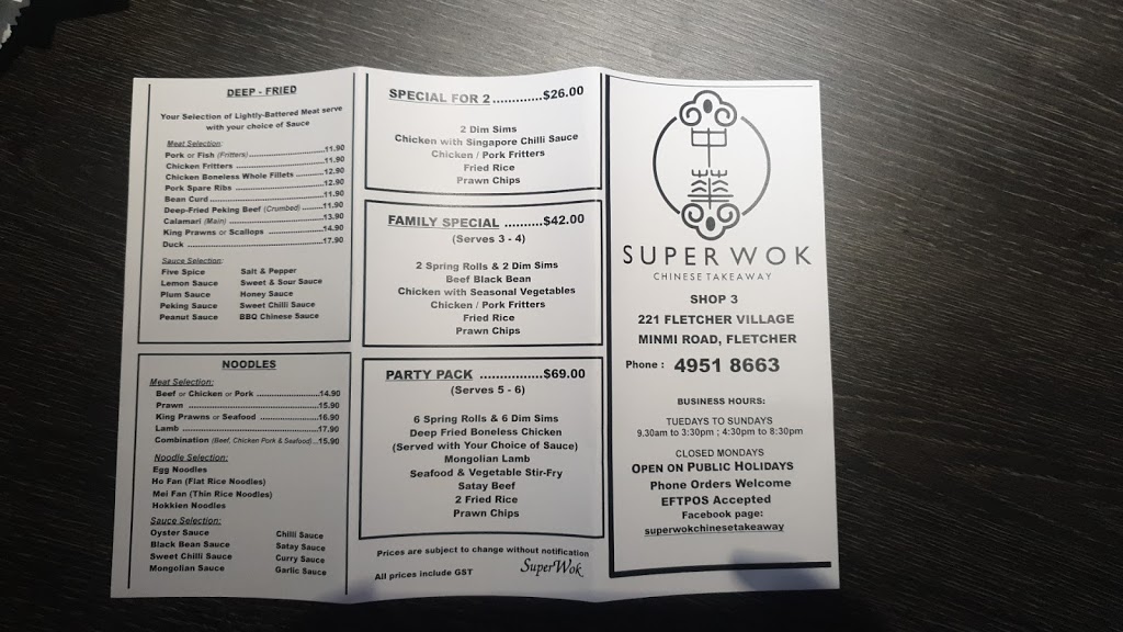 Super wok | 3/221 Minmi Rd, Fletcher NSW 2287, Australia