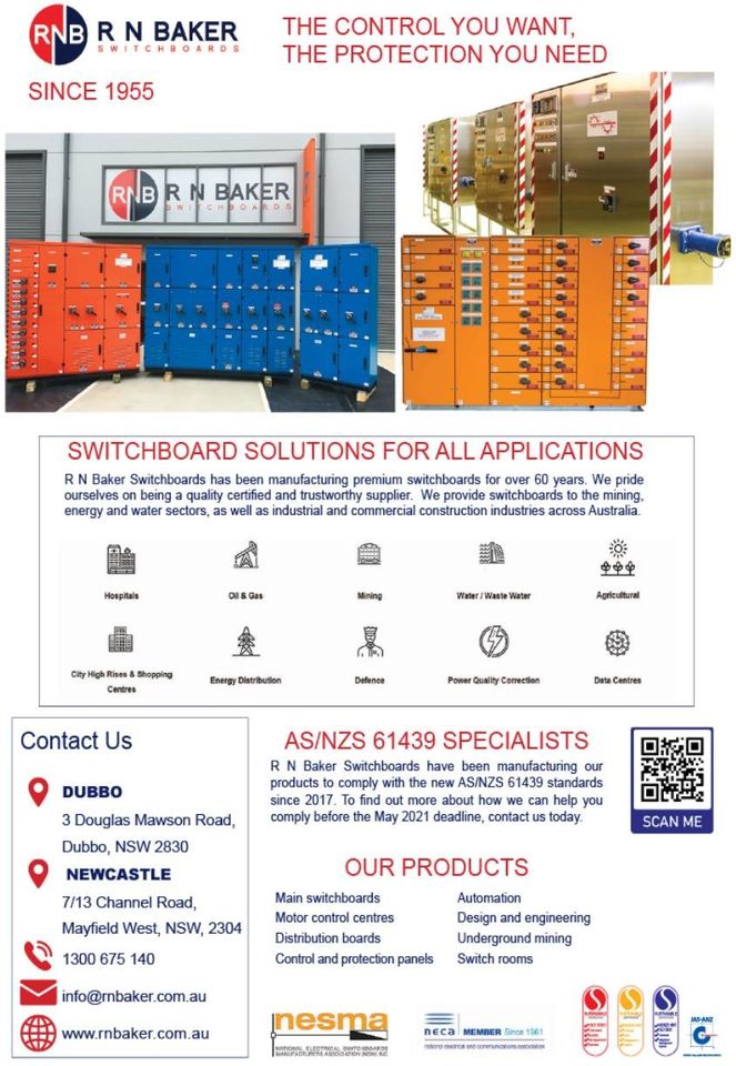 R N Baker Switchboards | 3 Douglas Mawson Rd, Dubbo NSW 2830, Australia | Phone: 1300 675 140