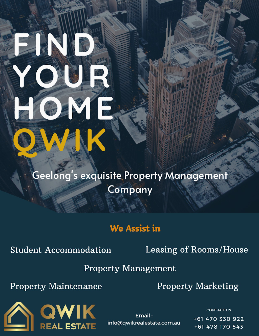 Qwik Real Estate | 265 Pakington St, Newtown VIC 3220, Australia | Phone: 0470 330 922