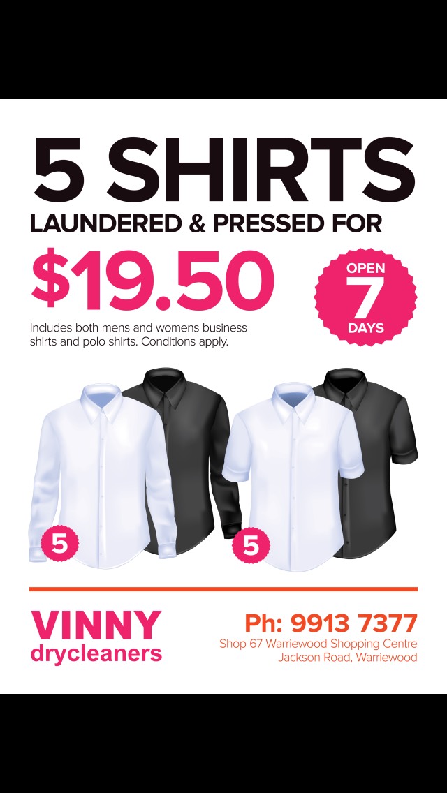 Vinny Dry Cleaners | laundry | 12 Jacksons Rd, Warriewood NSW 2102, Australia | 0299137377 OR +61 2 9913 7377