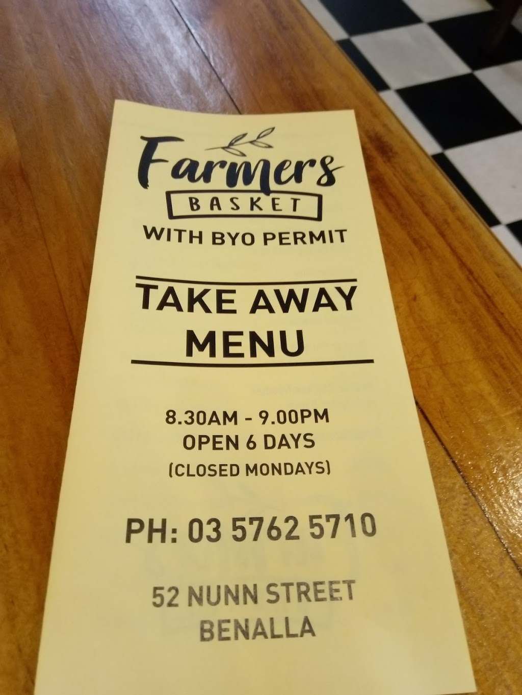 Farmers Basket Cafe | restaurant | 52 Nunn St, Benalla VIC 3672, Australia | 0357625710 OR +61 3 5762 5710