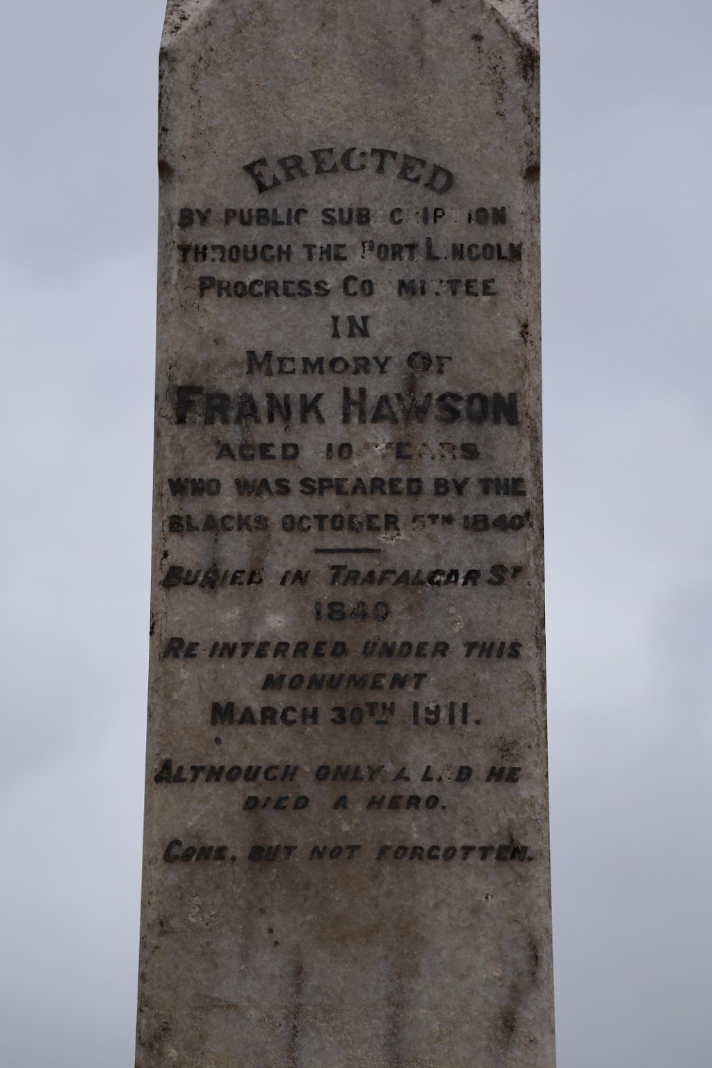 Frank Hawson Memorial | Hawson Pl, Port Lincoln SA 5606, Australia | Phone: 0428 877 016