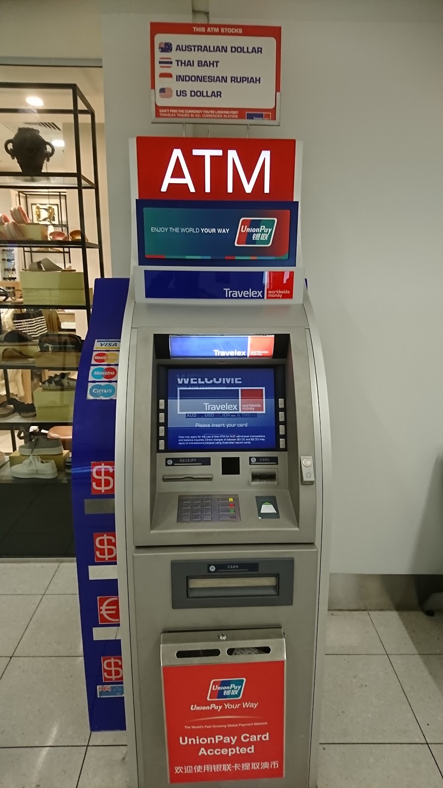 Travelex ATM | atm | 1 James Schofield Dr, Adelaide Airport SA 5950, Australia | 1800440039 OR +61 1800 440 039