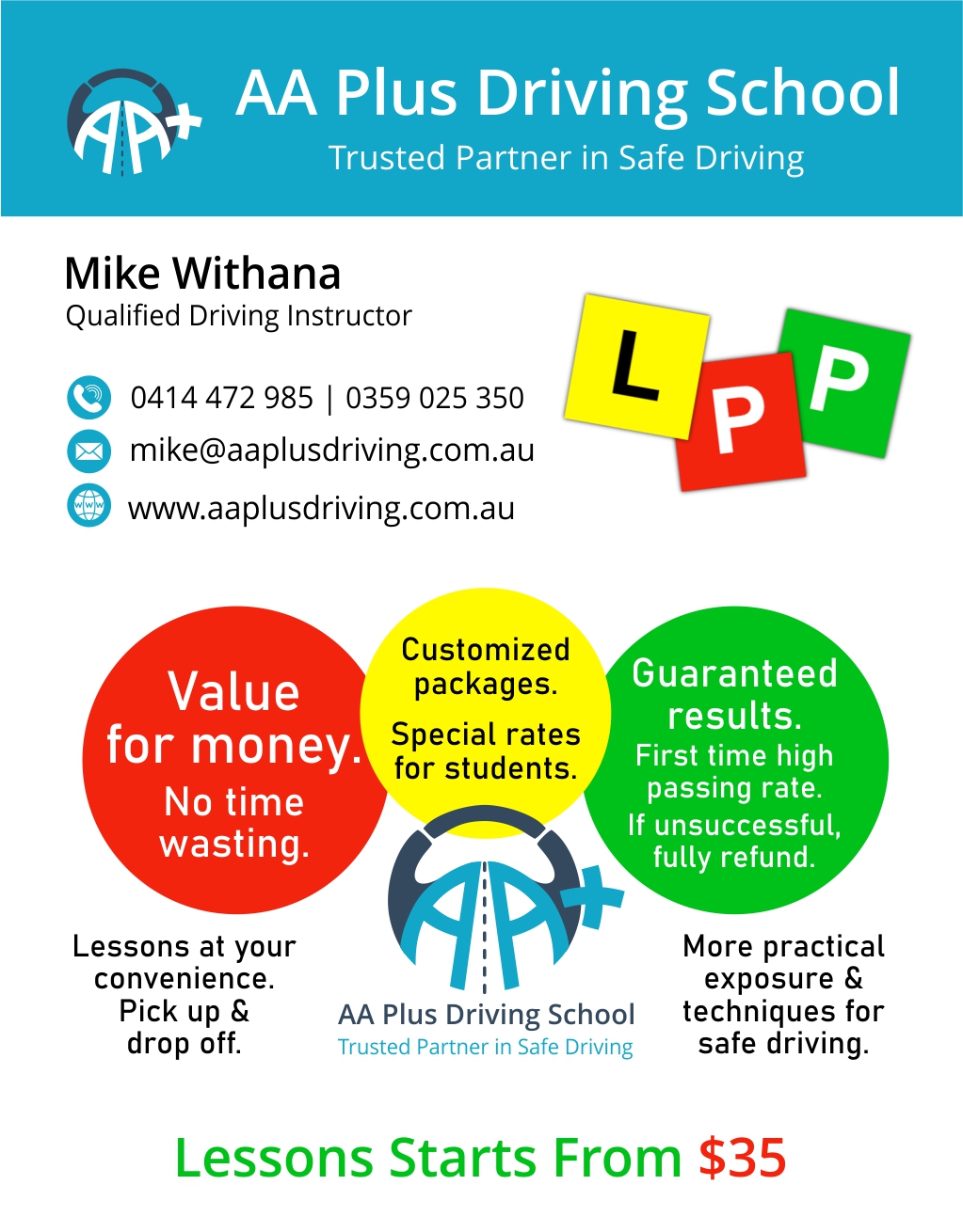 AA Plus Driving School | 95 Timbertop Blvd, Officer VIC 3809, Australia | Phone: 0414 472 985