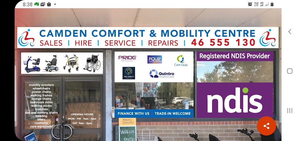 Camden Comfort & Mobility Centre | 18/1-15 Murray St, Camden NSW 2570, Australia | Phone: (02) 4655 5130