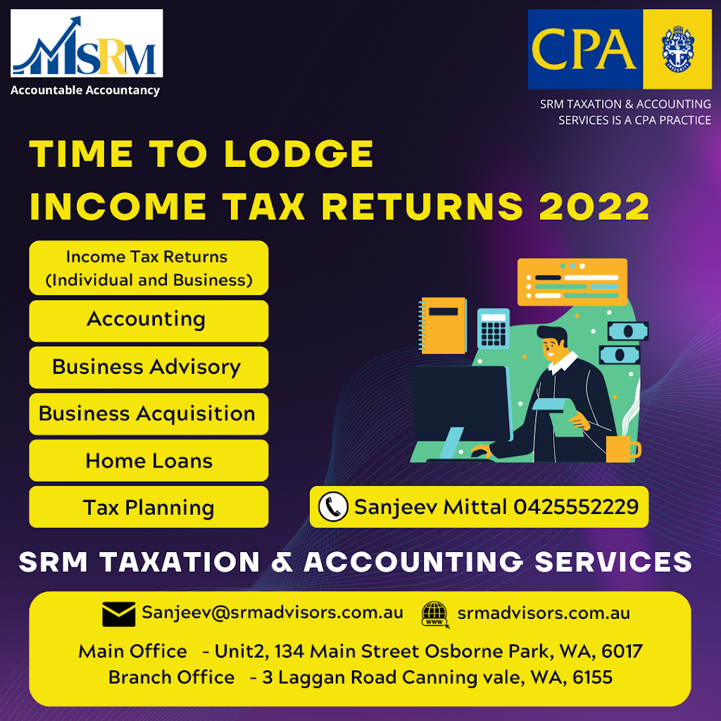 SRM Taxation And Accounting Services Canning Vale | accounting | 3 Laggan Rd, Canning Vale WA 6155, Australia | 0425552229 OR +61 425 552 229