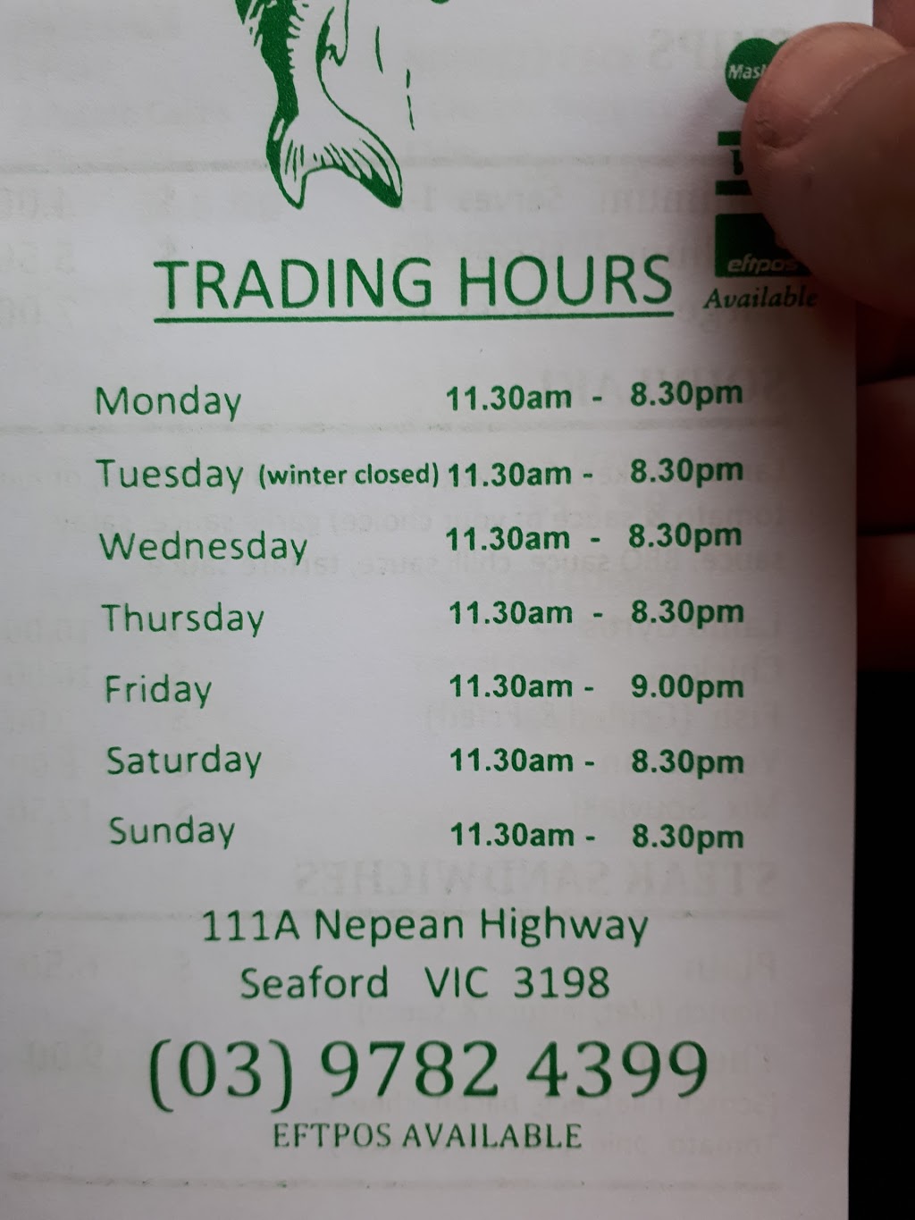 Seaside Fish & Chips Takeaway Seaford | 111A Nepean Hwy, Seaford VIC 3198, Australia | Phone: (03) 9782 4399