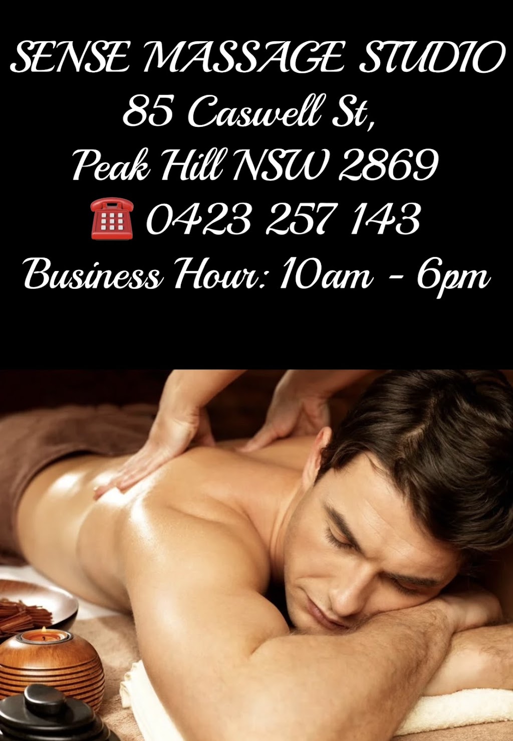 Sense Massage Studio | 85 Caswell St, Peak Hill NSW 2869, Australia | Phone: 0423 257 143 Sense Massage Studio | 85 Caswell St, Peak Hill NSW 2869, Australia | Phone: 0423 257 143