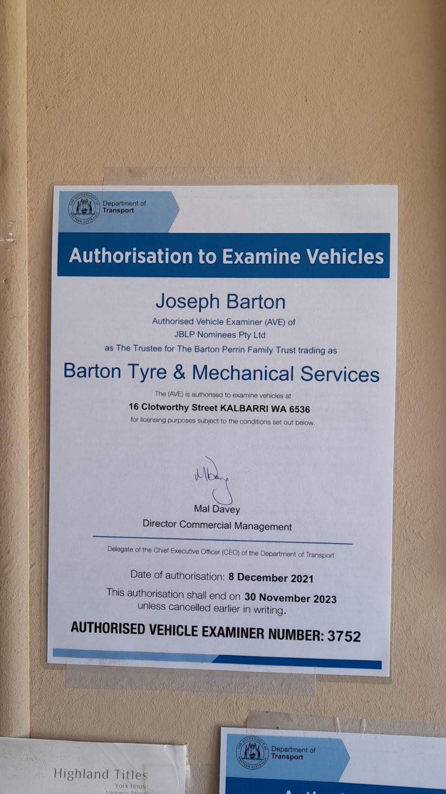 BARTON TYRE & MECHANICAL SERVICES | car repair | 16 Ajana-Kalbarri Rd, Kalbarri WA 6536, Australia | 0899502101 OR +61 8 9950 2101