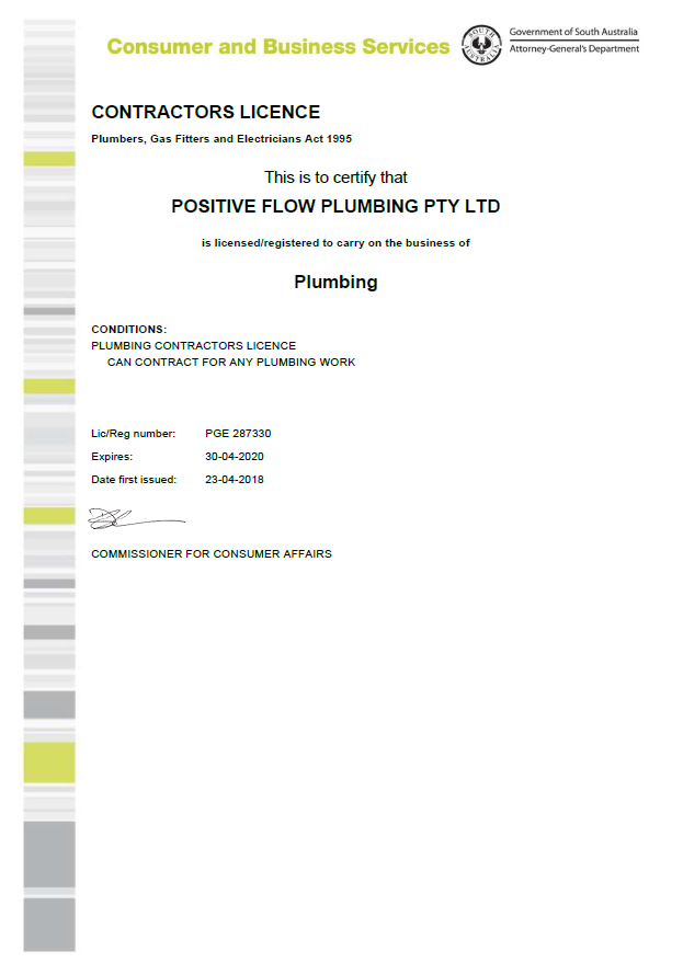Positive Flow Plumbing PTY LTD | Modbury North SA 5092, Australia | Phone: 0415 601 771