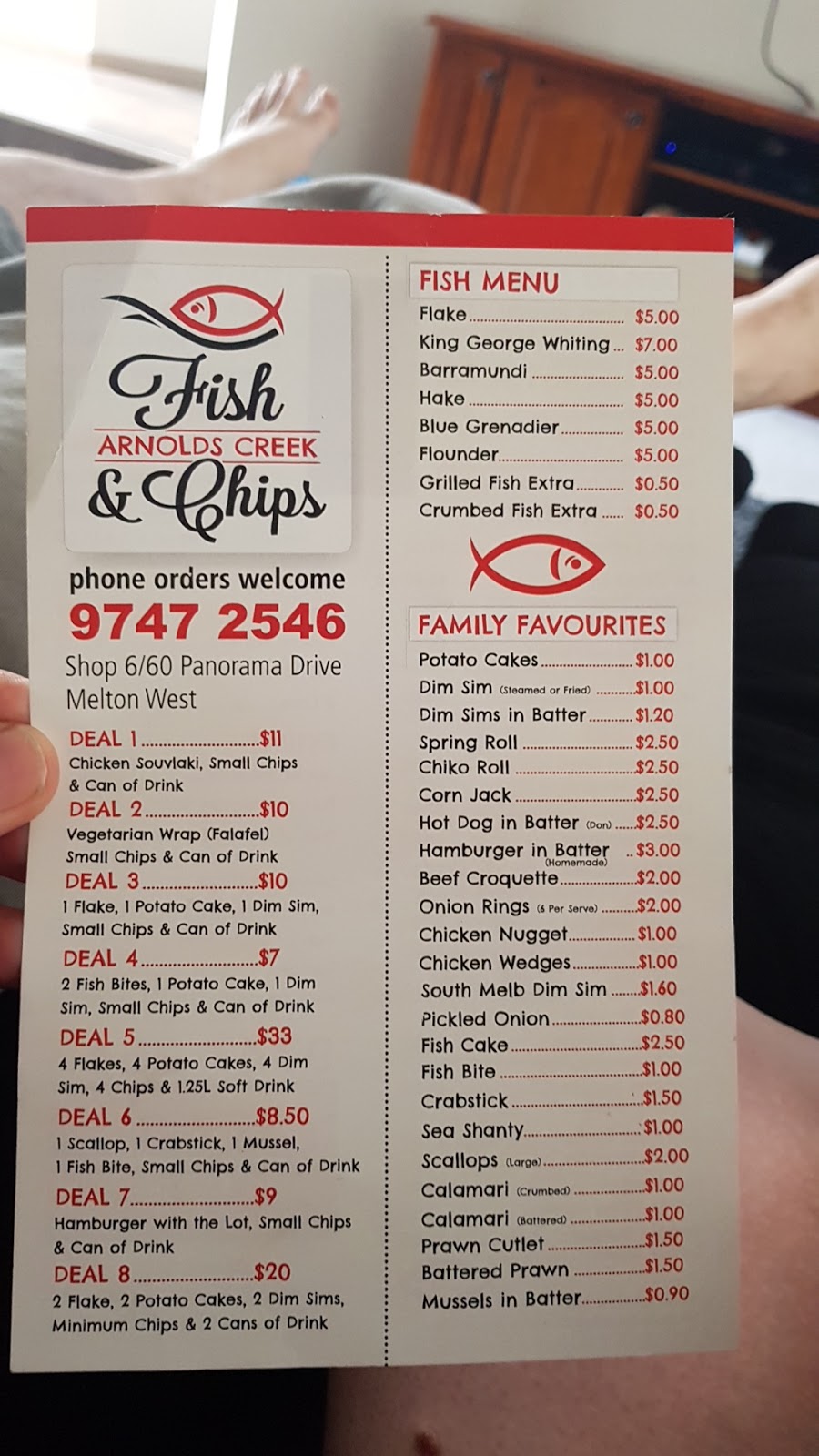 Arnolds Creek Fish & Chips | restaurant | 6/60 Panorama Dr, Melton West VIC 3337, Australia | 0397472546 OR +61 3 9747 2546