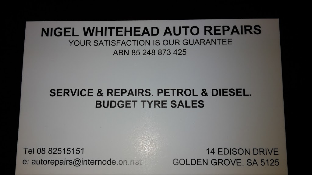 Nigel Whitehead Auto Repairs | car repair | 14 Edison Dr, Golden Grove SA 5125, Australia | 0882515151 OR +61 8 8251 5151