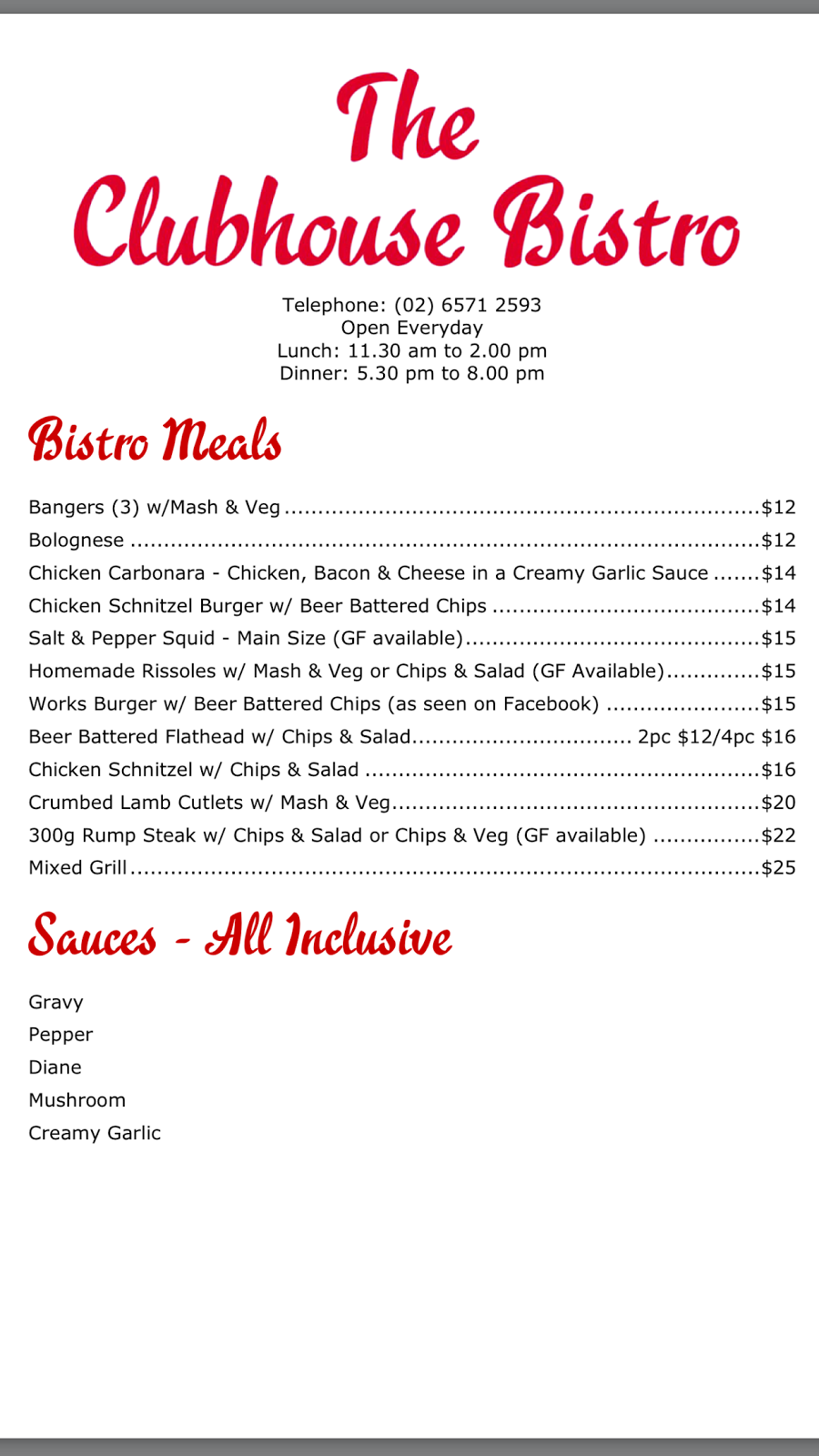 The Clubhouse Bistro | restaurant | 142 John St, Singleton NSW 2330, Australia | 0265712593 OR +61 2 6571 2593