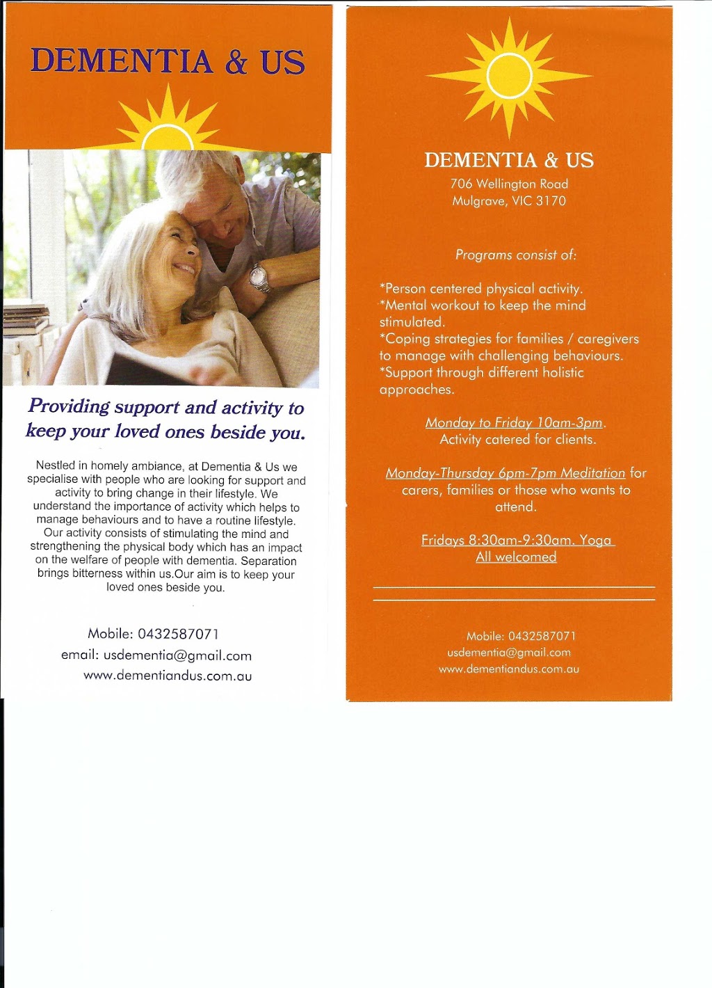 Dementia & Us | health | 706 Wellington Rd, Mulgrave VIC 3170, Australia | 0432587071 OR +61 432 587 071