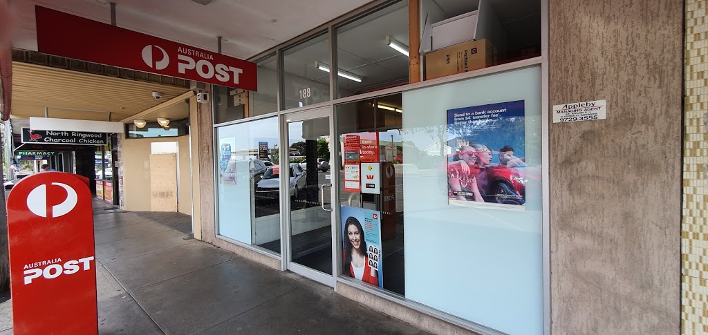 Australia Post - Ringwood North LPO | post office | 188 Warrandyte Rd, Ringwood North VIC 3134, Australia | 0398762412 OR +61 3 9876 2412