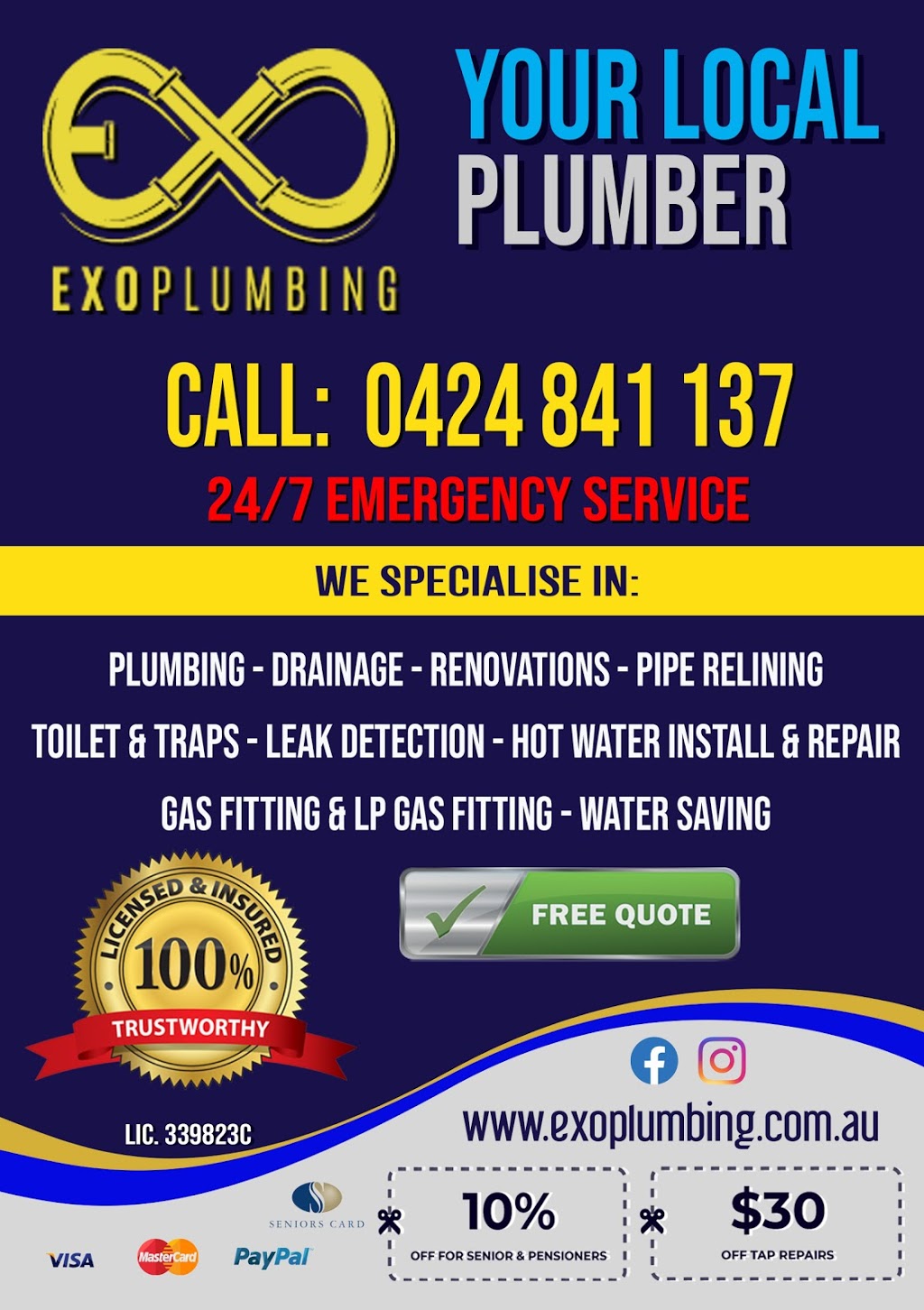 Exo Plumbing | plumber | 15 Codlin St, Ambarvale NSW 2560, Australia | 0424841137 OR +61 424 841 137