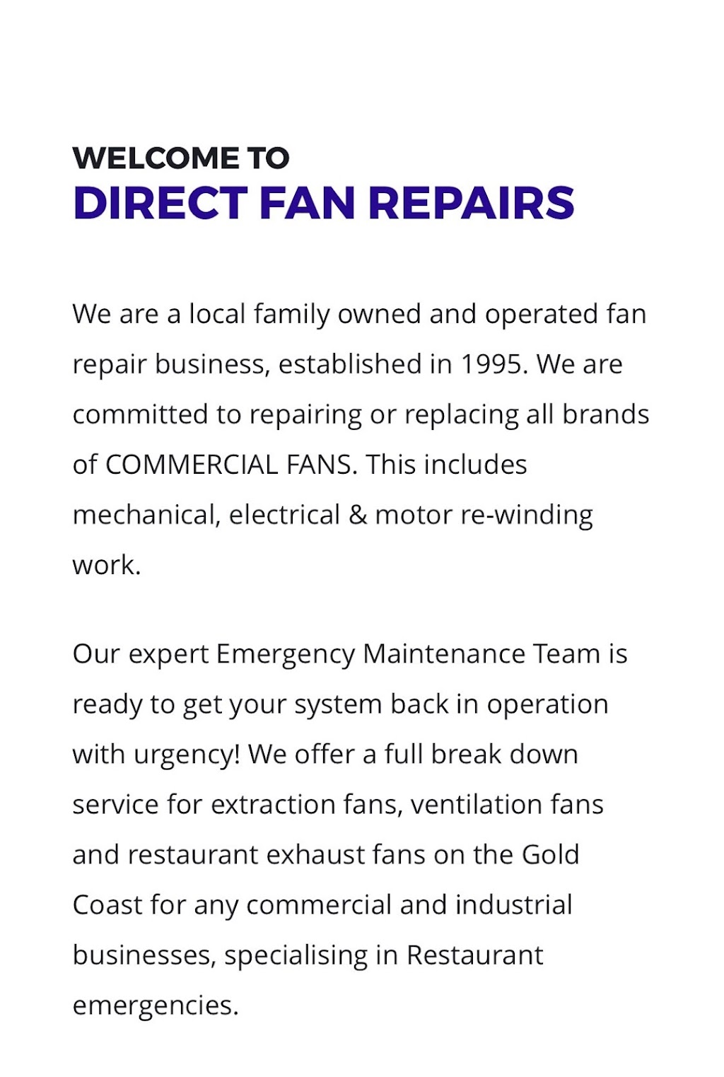 Direct Fan Repairs |  | 9 Elysium Rd, Carrara QLD 4211, Australia | 0404111172 OR +61 404 111 172