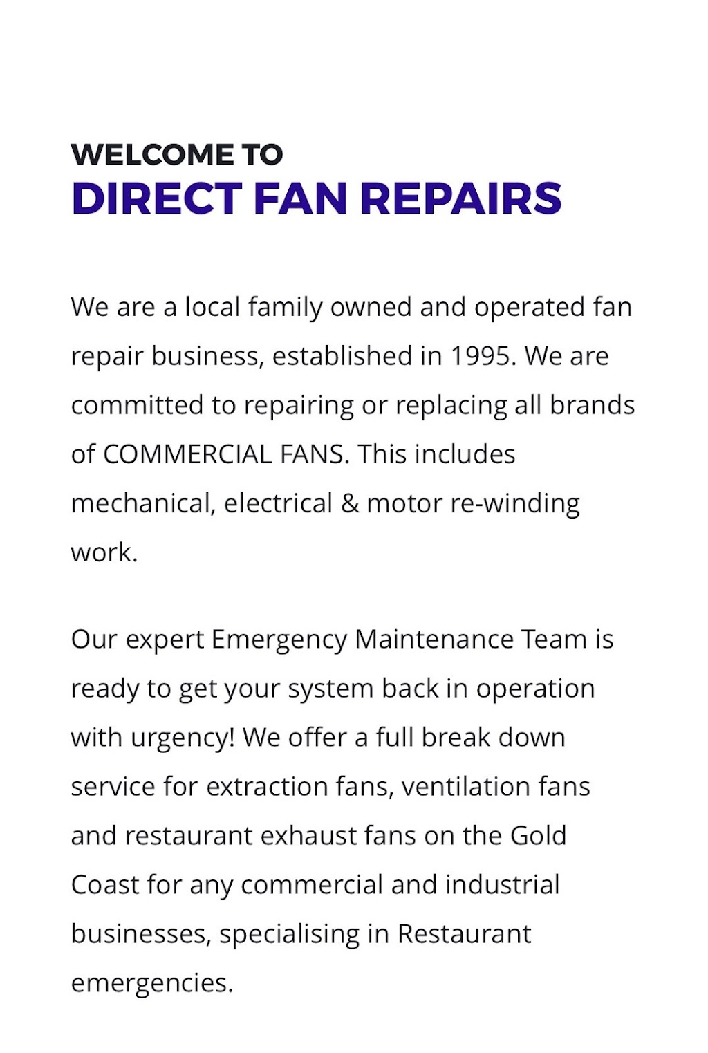 Direct Fan Repairs | 9 Elysium Rd, Carrara QLD 4211, Australia | Phone: 0404111172