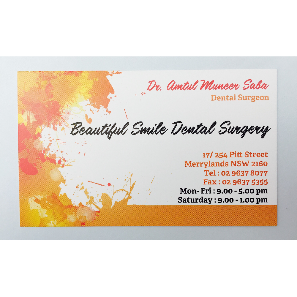 Beautiful Smile Dental Surgery | dentist | 17/254 Pitt St, Merrylands NSW 2160, Australia | 0296378077 OR +61 2 9637 8077