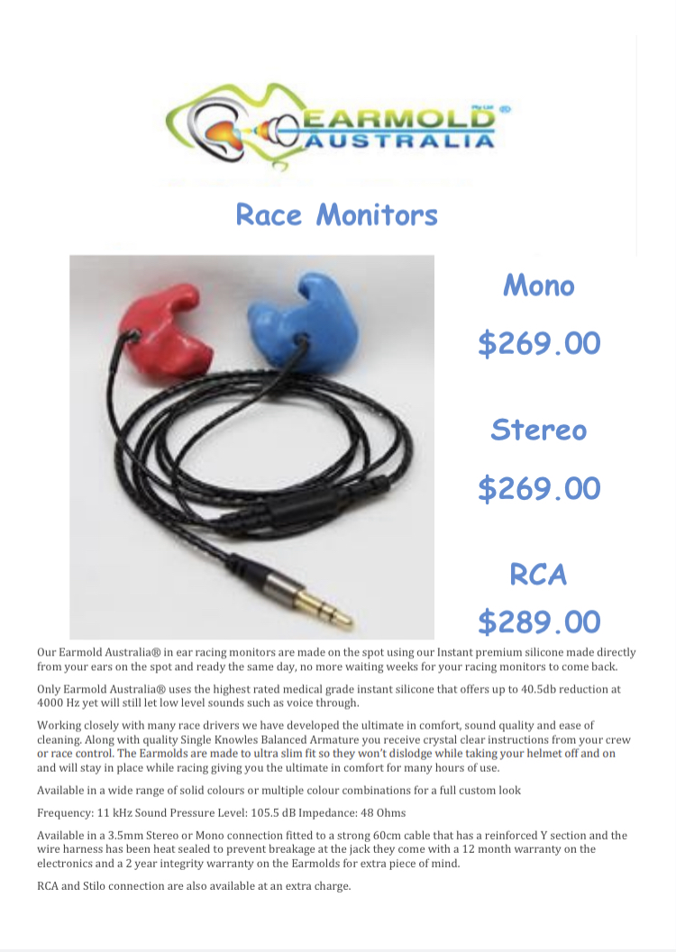 Racing Ears - Custom Ear Protection | Laurina Dr, New Beith QLD 4124, Australia | Phone: 0416 136 184