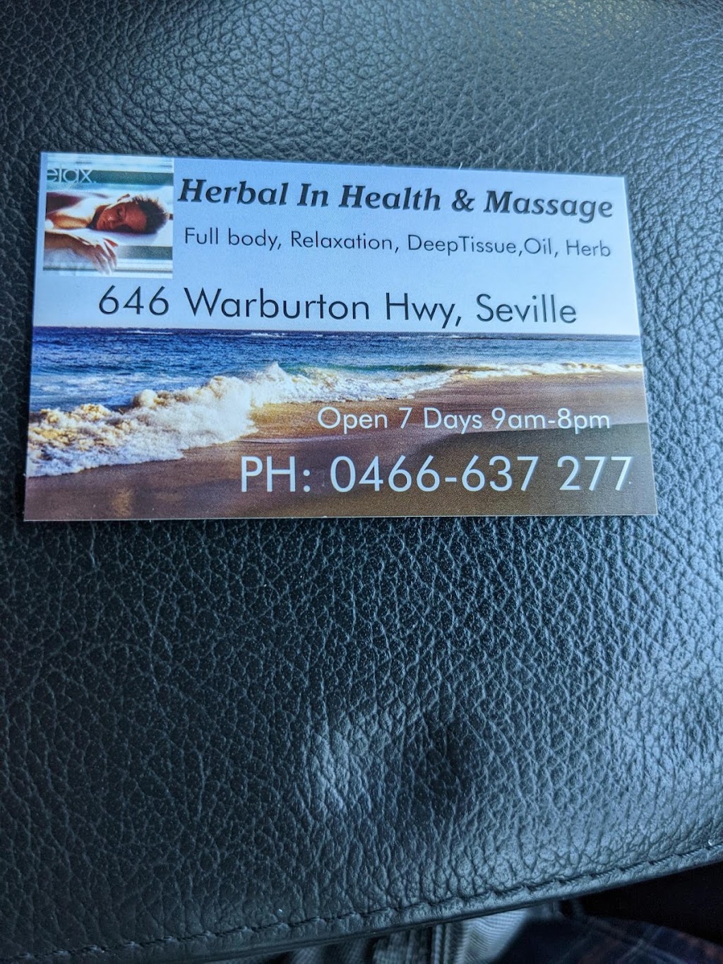 Herbal In Health & Massage | 646 Warburton Hwy, Seville VIC 3139, Australia | Phone: 0466 637 277