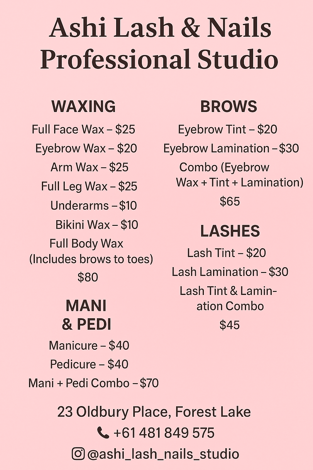 Ash lash & nails professional studio | 23 Oldbury Pl, Forest Lake QLD 4078, Australia | Phone: 0481 849 575