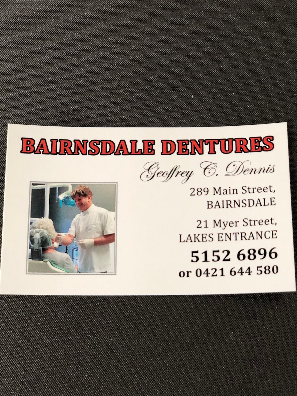 Bairnsdale Dentures | Geoffrey C Dennis | dentist | 289 Main St, Bairnsdale VIC 3875, Australia | 0351526896 OR +61 3 5152 6896
