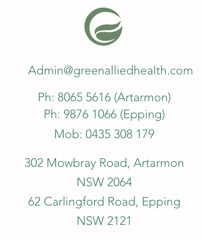 Green Physiotherapy - Green Allied Health | 62 Carlingford Rd, Epping NSW 2121, Australia | Phone: 0435 308 179
