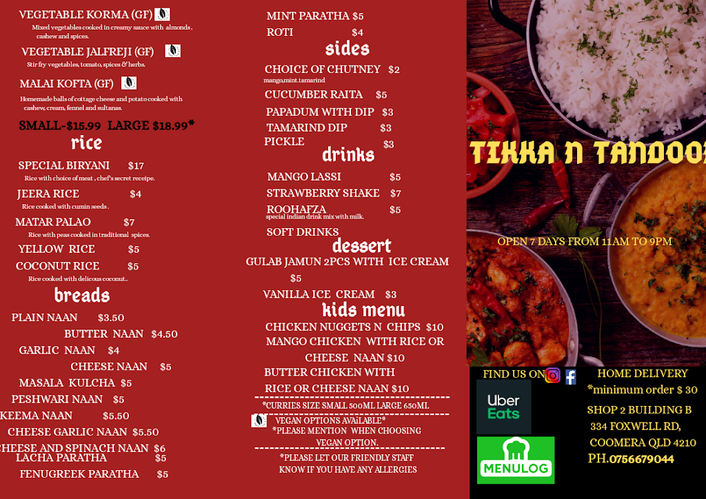 Tikka n Tandoor Indian restaurant | restaurant | Shop 2 building b/334 Foxwell Rd, Coomera QLD 4209, Australia | 0756679044 OR +61 7 5667 9044