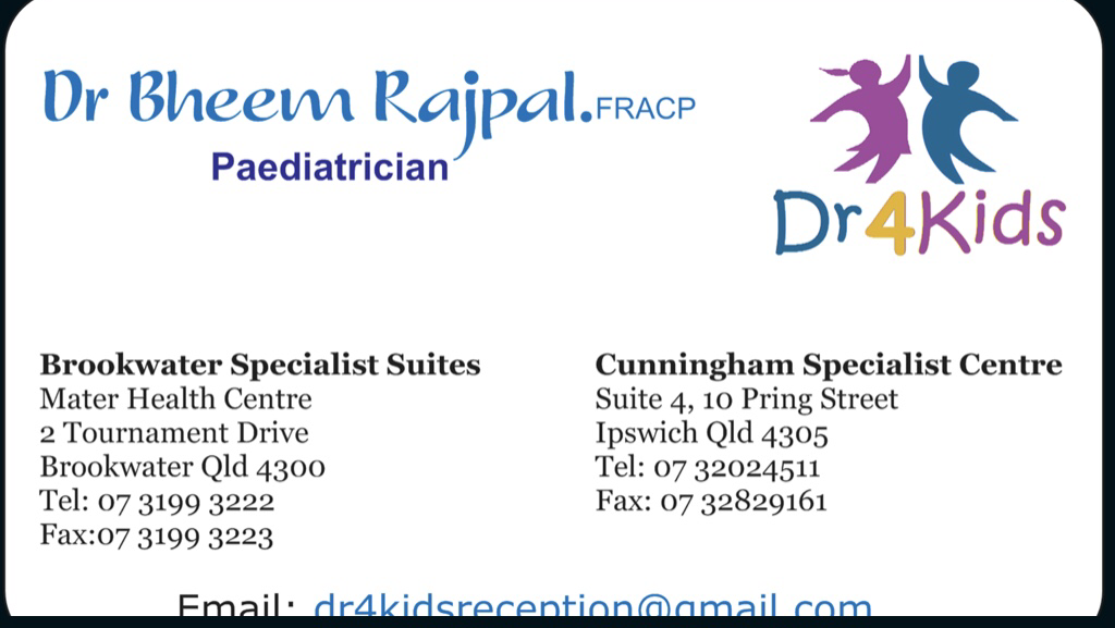 Dr Bheem Rajpal Paediatrician | 2 Tournament Dr, Brookwater QLD 4300, Australia | Phone: (07) 3199 3222