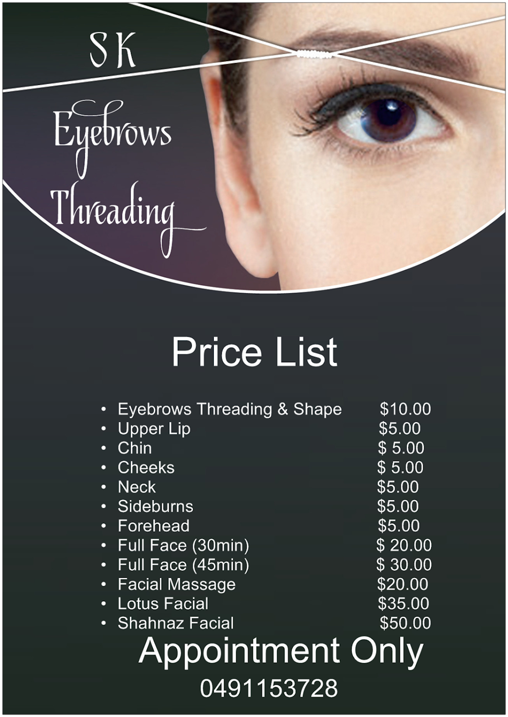 S K Eyebrows Threading | beauty salon | 21 Vanessa Cct, Pakenham VIC 3810, Australia | 0491153728 OR +61 491 153 728