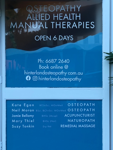 Hinterland Osteopathy and Allied Health | 2/10 Station St DIRECTLY OPPOSITE BANGALOW, A&I HALL, Bangalow NSW 2479, Australia | Phone: (02) 6687 2640