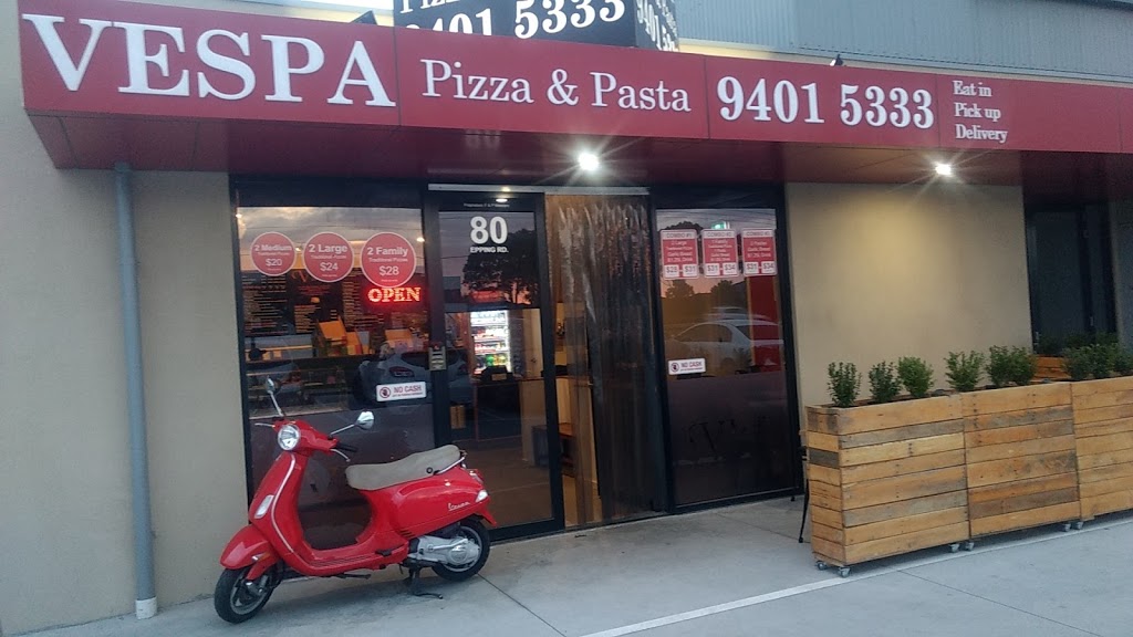 Vespa Pizza & Pasta | restaurant | 80 Epping Rd, Epping VIC 3076, Australia | 0394015333 OR +61 3 9401 5333