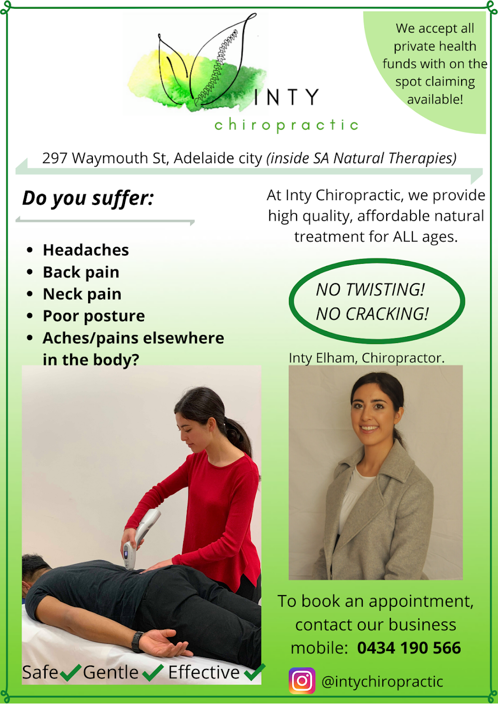 Inty Chiropractic | Level 1 Suite 4/9 Charles St, West Lakes SA 5021, Australia | Phone: 08 7082 5161