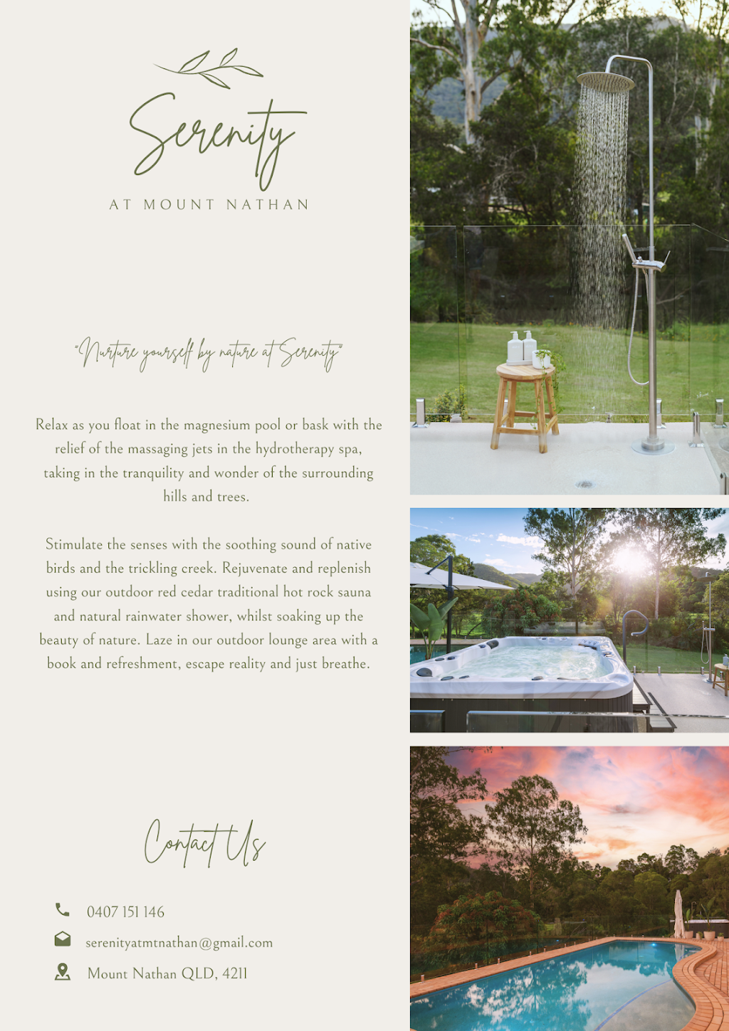 Serenity At Mount Nathan | 252 Clagiraba Rd, Mount Nathan QLD 4211, Australia | Phone: 0407 151 146