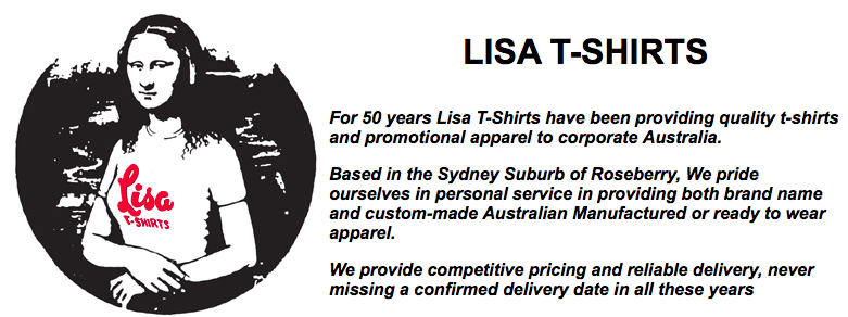 Lisa T-Shirts | 5a/87-103 Epsom Rd, Rosebery NSW 2018, Australia | Phone: (02) 9550 2333